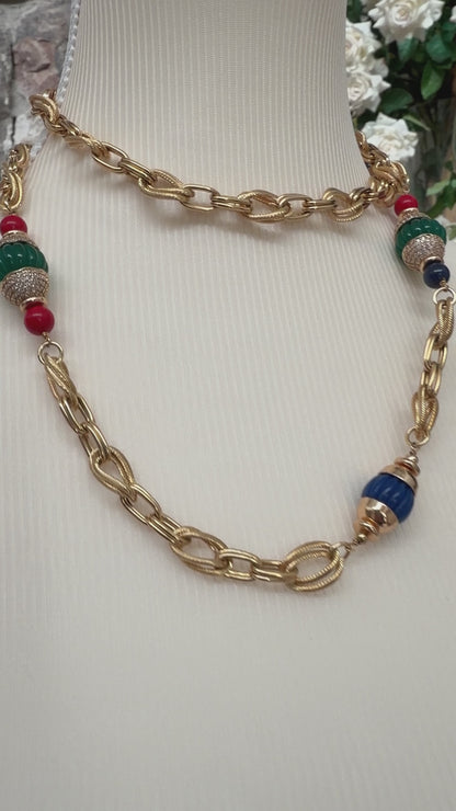 Collar Cadena Dorada Multicolor Volpi