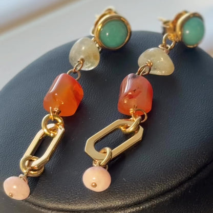 Aros Gemas Bañados en Oro 24K Hechos a Mano