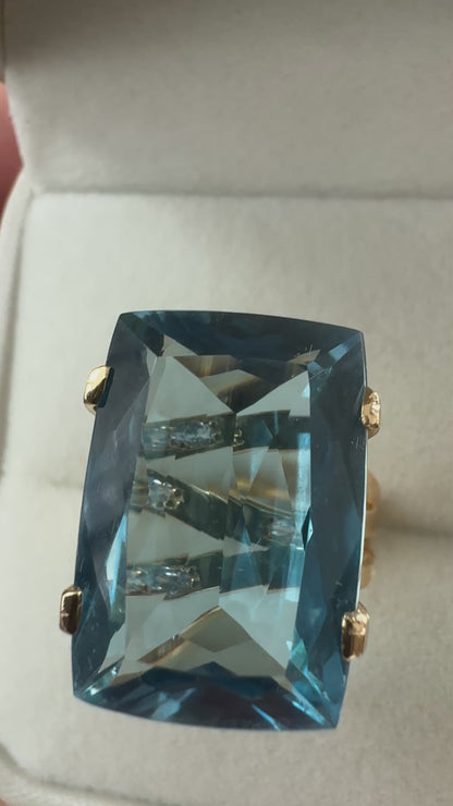 Anillo Vermeil Transparenza con Blue Topaz | Oro 18k sobre Plata 925