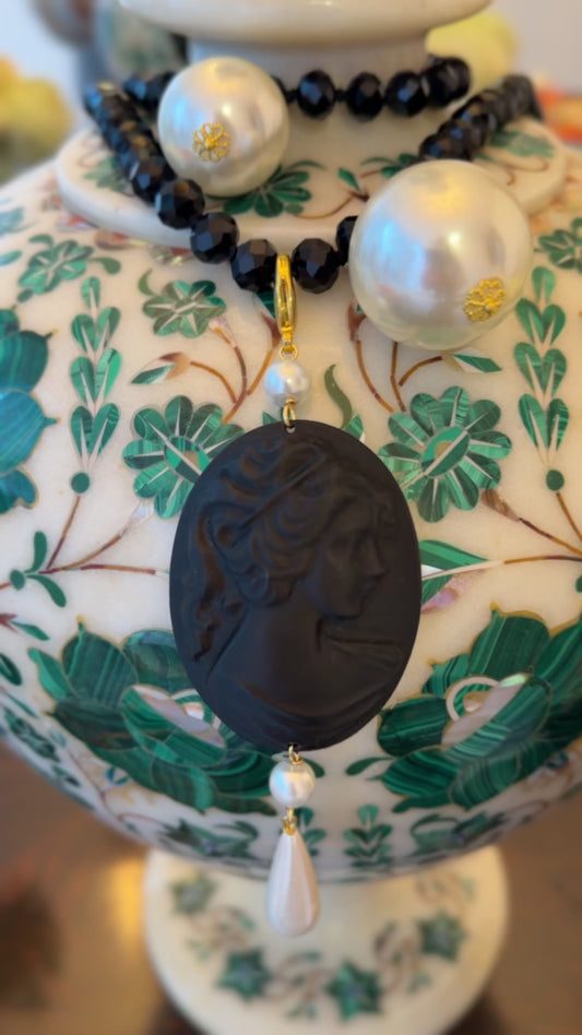 Dije Cameo Negro Perla