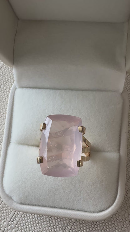 Anillo Vermeil Transparenza con Rose Quartz | Oro 18k sobre Plata 925
