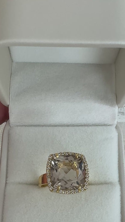 Anillo Deux Collection con Smoky Quartz | Vermeil Oro 18k y Rodio sobre Plata 925