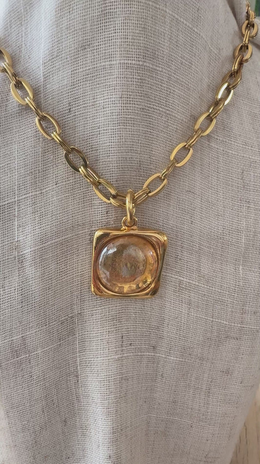 Collar con Cristal Bohemio y Cadena 24k - Yellow