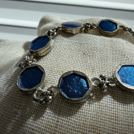 pullsera azul plateado india