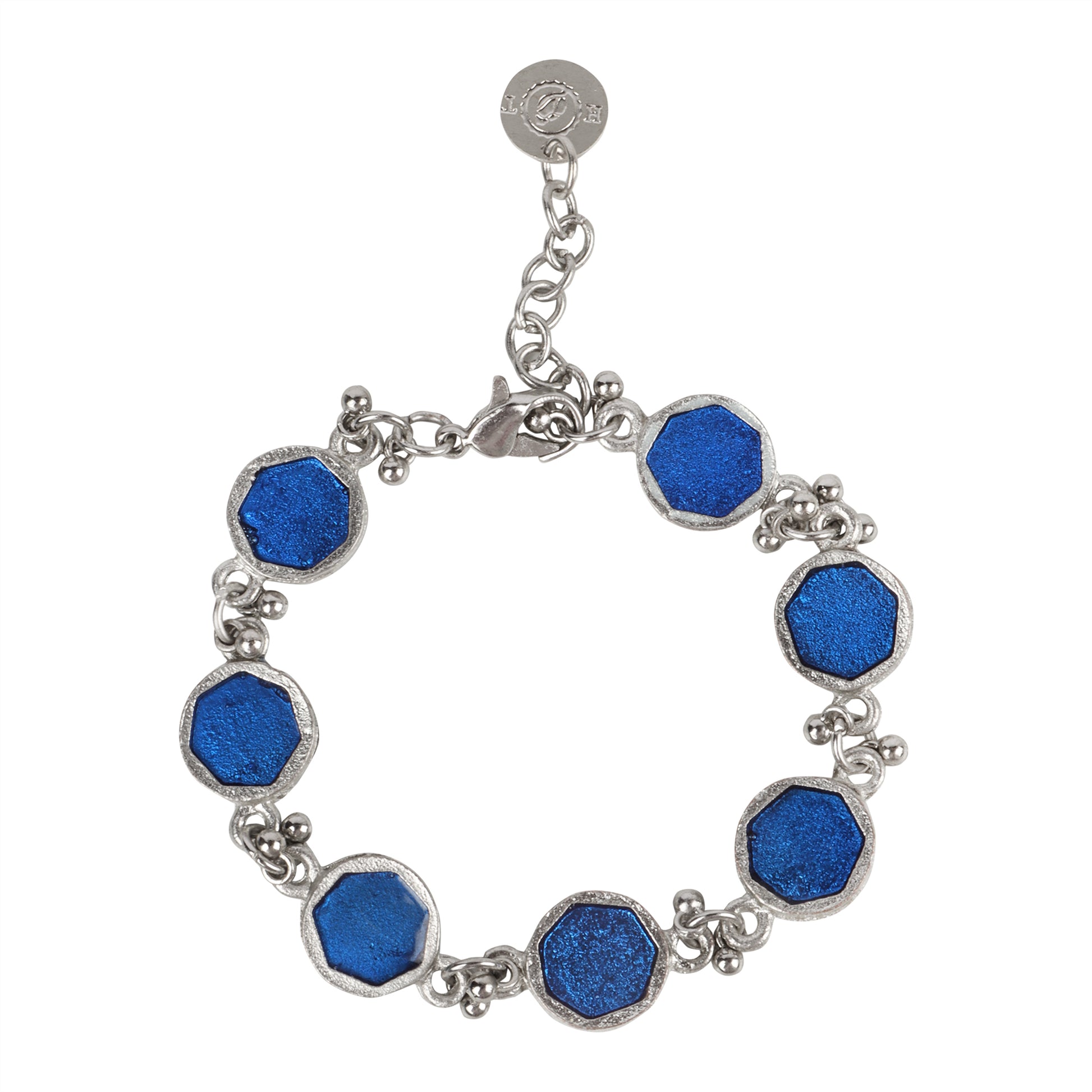 pulsera azul plateada hecha en india