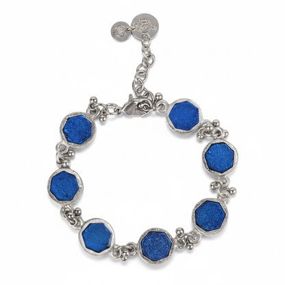 pulsera azul plateada hecha en india