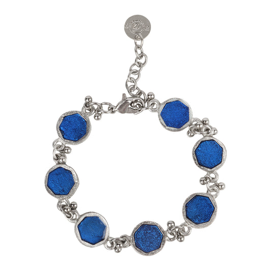 pulsera azul plateada hecha en india