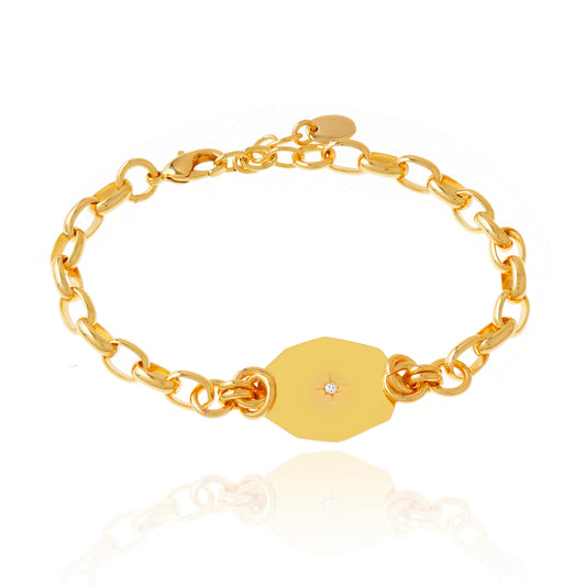 pulsera icon shine star con medallon estrella bañada en oro