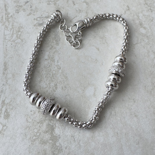Bracciale Cilindri Lux – Twist en Plata 925 Plateada con Pavé de Zircones