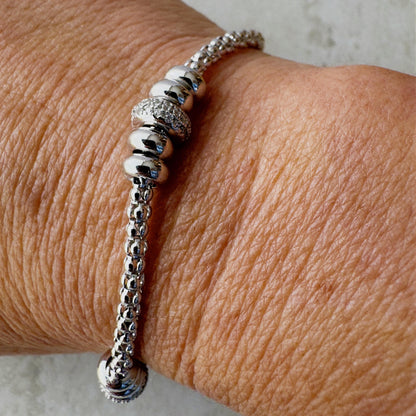 Bracciale Cilindri Lux – Twist en Plata 925 Plateada con Pavé de Zircones