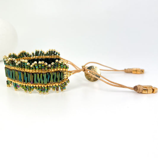 pulsera lujo artesanal de erika valencia verde miyuki