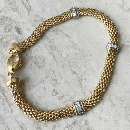 Bracciale Cilindri Lux – Twist en Plata 925 Baño de Oro con Pavé de Zircones