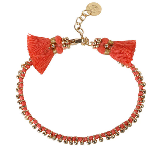 pulsera coral pompones