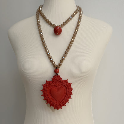 Collar Cuore Sacro Terra Rosso – vista 6 – Trovare Chile