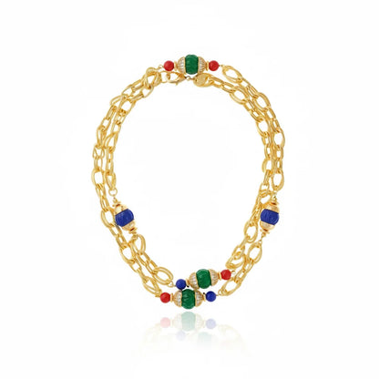 collar cadena dorada mujer multicolor elegante con piedras joya italiana chile